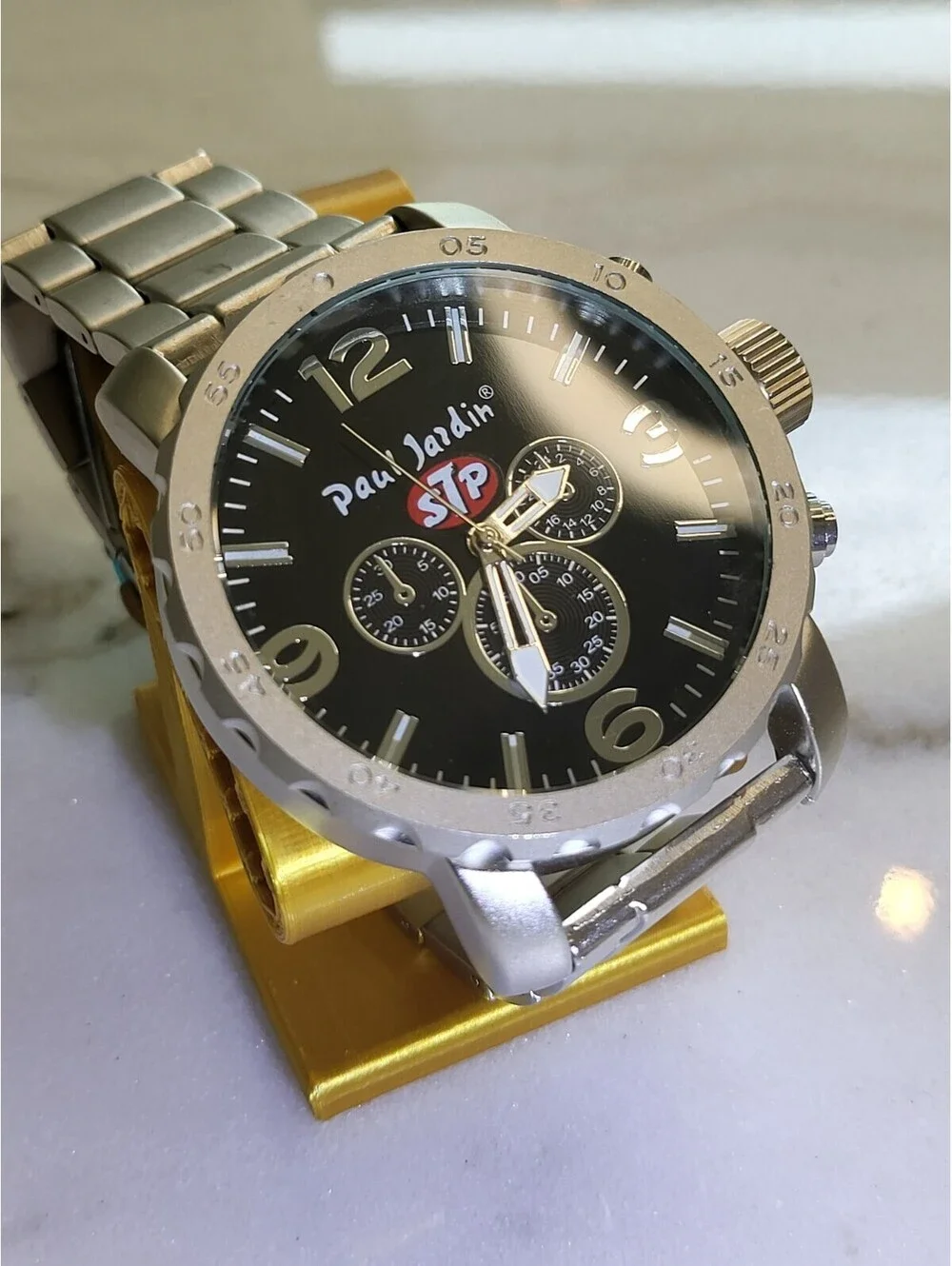 Men's Quartz Watch Working New Battery Automobilia 50mm STP Gas Filters WorksEUC